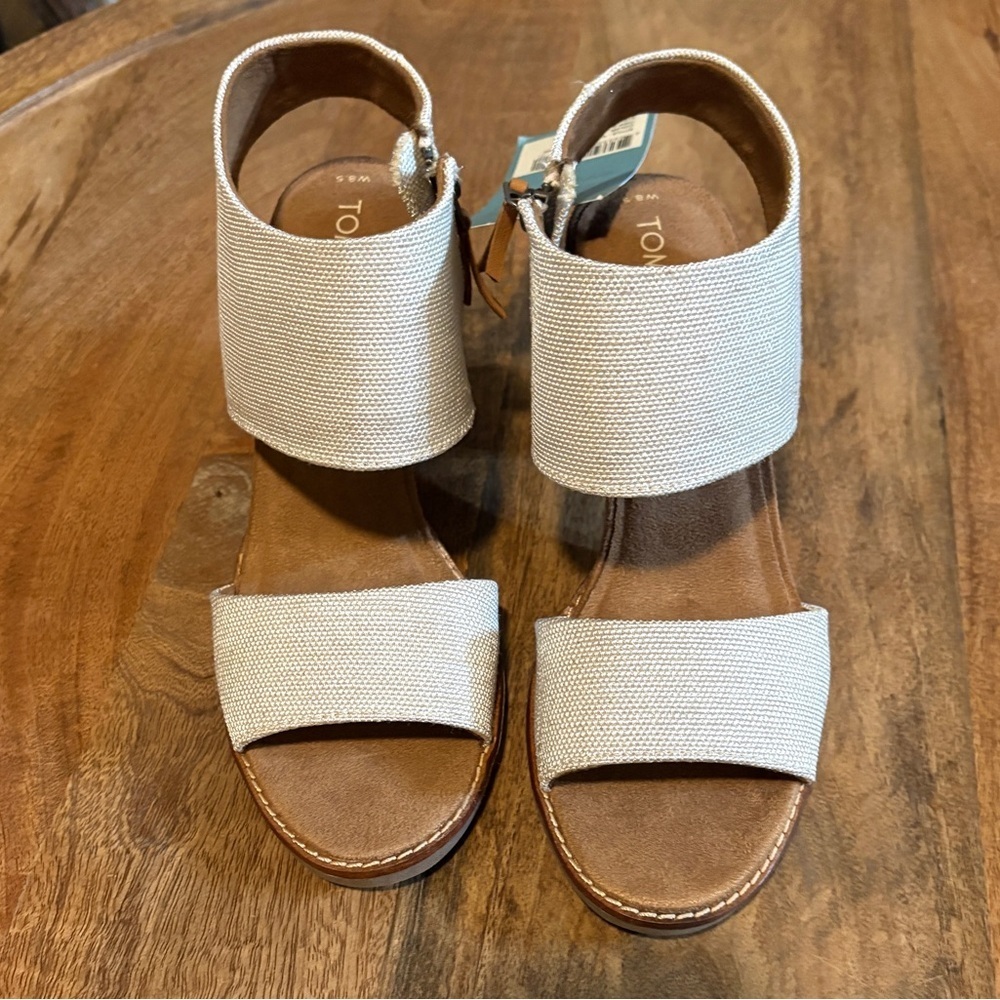 NWT Toms Womens Majorca Cutout Sandals Open Toe Zip Up Natural Yarn Dye Size 8.5 - Picture 6 of 9